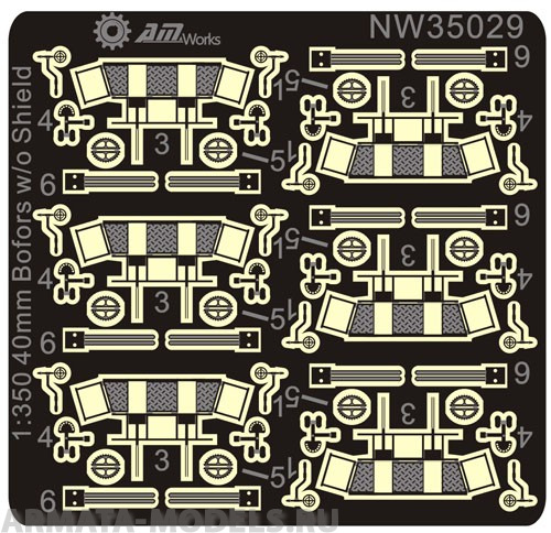 NW35029 WWII USN 40mm Bofors Quad Mounted (Without shield)(6Quad Mounts)