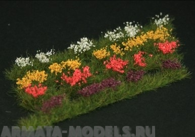 GL301 Strips of wild flowers, 4 different colours (red, violet, white, yellow)