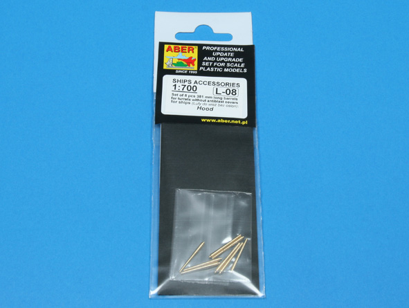 ABR-1:700-L-08  Дополнения для  Set of 8 pcs 381 mm long barrels for ship Hood для  1/700
