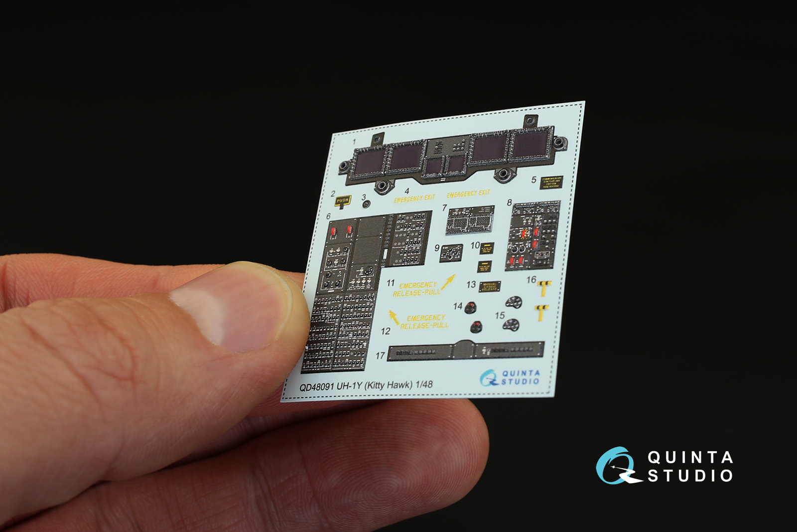 QD48091 1/48 3D Декаль интерьера кабины UH-1Y Venom (для модели Kitty Hawk) Quinta Studio