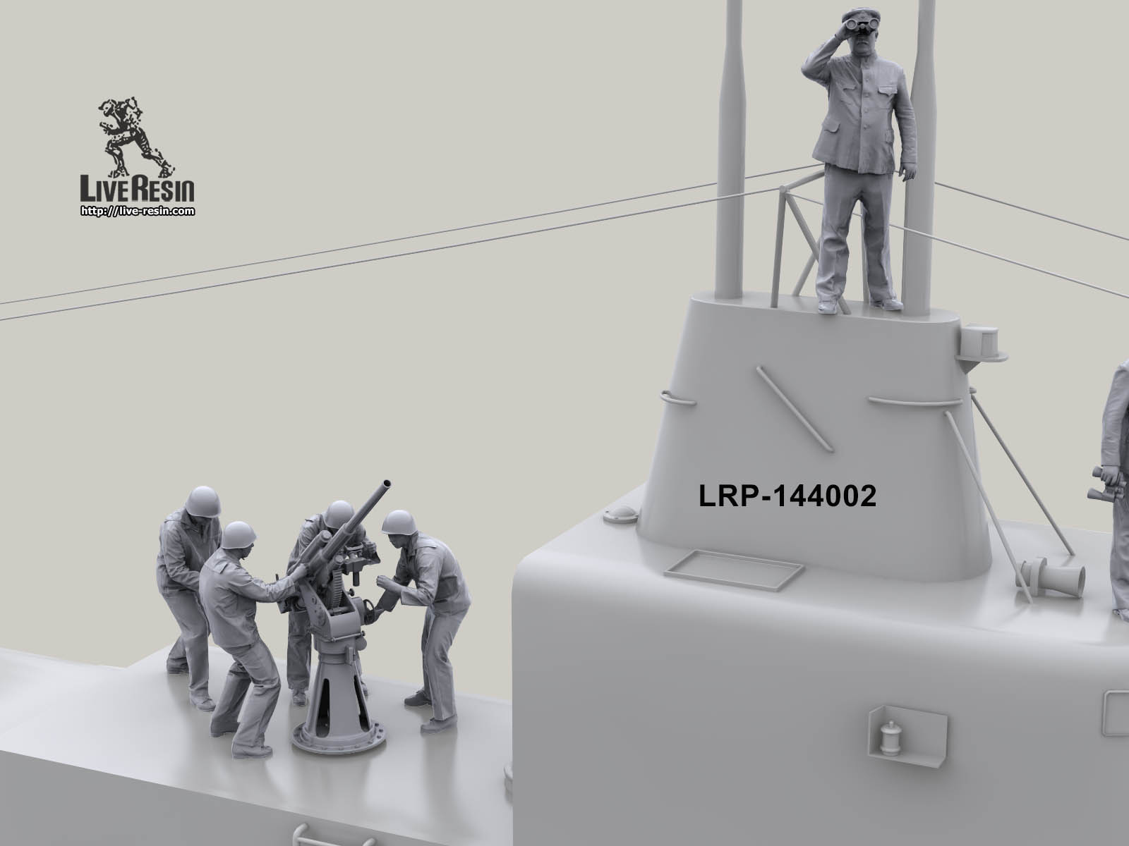 LRP144002 Моряки подводники. Артиллерийский расчет 45мм пушки 21-К и командир - 2. Пять фигур и два варианта пушки