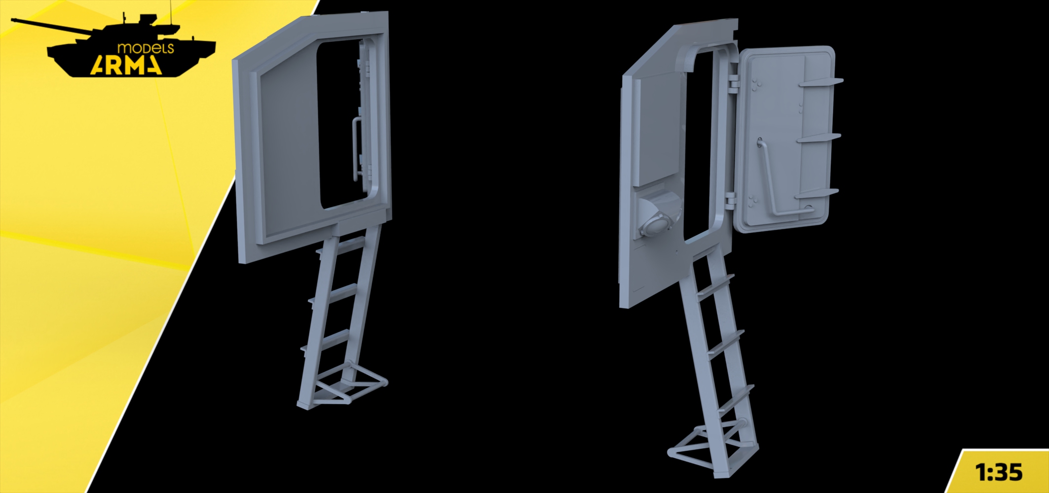 AM3693 Двери и боковые панели c готовыми проемами для боевого отделения Панцирь-С1, 1/35