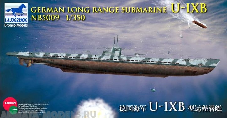 NB-5009 Подводная лодка German long range submarine U-IXB  (Bronco Models) 1/350 Bronco Models