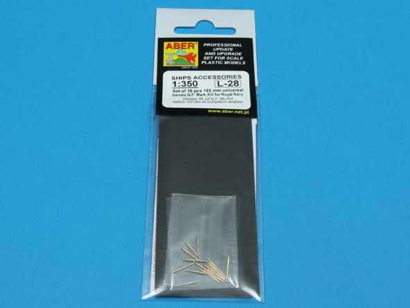 ABR-1:350-L-28  Дополнения для  Set of 16 pcs 102 mm Q.F. Mk.XVI barrels for Royal Navy ships для  1/350
