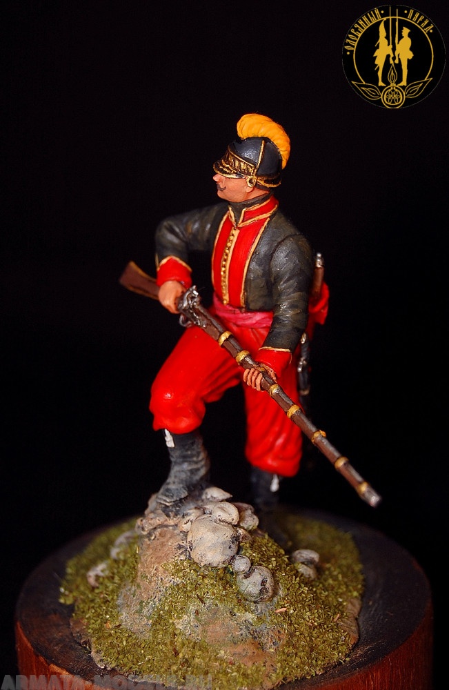ОП.60.072 Фигура из белого металла Унтер офицер 1 батальона Греческого пех. полка.Россия. 1779-1796 г.  Студия Оловянный Парад