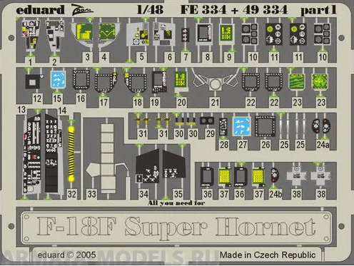 FE334 Фототравление F-18F interior for Hasegawa kit  (Eduard) 1/48