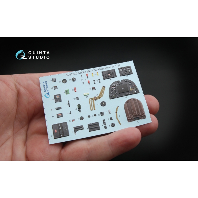 QD32030 3D Декаль интерьера кабины Spitfire Mk.V (для модели Hobbyboss)