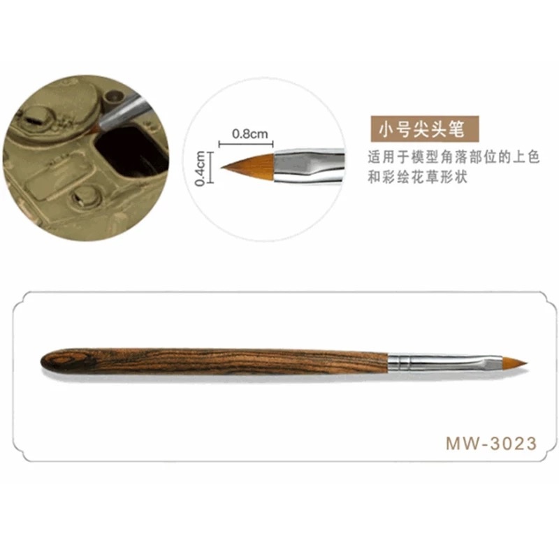 MW-3023 Плоская кисть-М (волокно+соболиный волос, стержень из сандалового дерева)