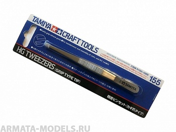 74155T Прямой пинцет с проточкой для захвата