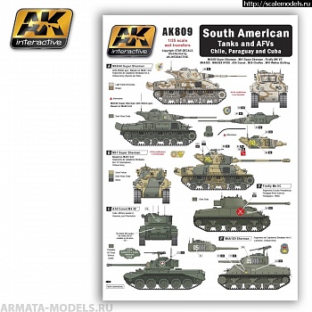 AK809 Декаль  SOUTH AMERICAN Tanks and AFVs Chile, Paraguay and Cuba